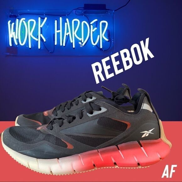 REEBOK ZIG KINETICA HORIZON WOMENS RUNNING SHOE BLACK RED - Picture 1 of 3